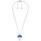 Collar con Semicírculo Metálico con Esmalte Azul y Lágrima