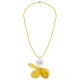 Collier avec Fleur en Métal et Pétales en Mousseline Jaune