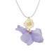Necklace with Metal Flower & Lilac Chiffon Fabric Petals