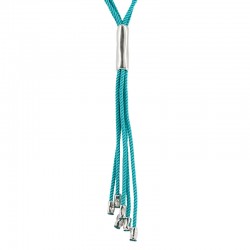 Collana con Cordoncini Turchesi Multipli e Tubo Metallico