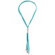 Collar con Múltiples Cordones Turquesa y Tubo Metálico
