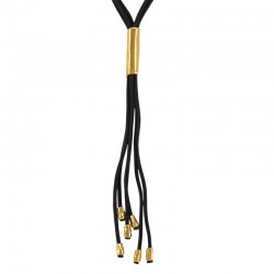 Necklace with Multiple Black Cords & Metal Tube