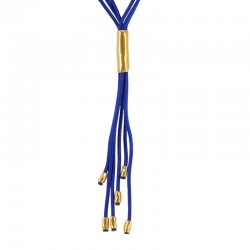 Necklace with Multiple Blue Cords & Metal Tube