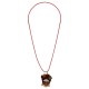 Necklace with Frida Pendant, Red Sun Glasses & Flowers
