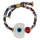 Bracelet avec Œil en Résine Blanche. Perle et Cordon Floral