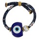 Bracelet with Blue Resin Eye, Pearl & Floral Cord