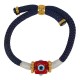 Pulsera con Ojo de Resina Rojo en Forma de Cubo y Cordón Azul