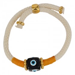 Bracciale con Cubo in Resina Blu su Cordoncino Rosa