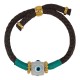 Pulsera con Cubo de Resina Blanco en Cordón Marrón