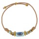 Bracciale con Tubicino Scorrevole in Ceramica Azzurra con Occhio Turco