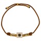 Bracelet with White Ceramic Square Slider with Evil Eye