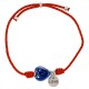 Bracelet avec perle coulissante en céramique bleue en forme de cœur et inscription « Love » en argent