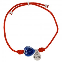 Pulsera con Colgante de Metal Zamak y Corazón de Cerámica