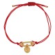 Bracelet with Gold Cross Charm in Red Satin Cord