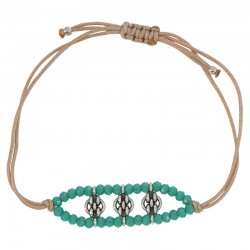 Pulsera con Conector de Metal Zamak y Bolas de Cristal