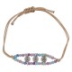 Bracciale con Connettore a Forma di Fiore in Argento e Perline Colorate in Vetro