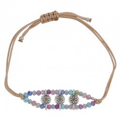 Pulsera con Conector de Metal Zamak y Bolas de Cristal