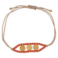 Bracelet with Gold Ethnic Connector & Glass Orange Beads