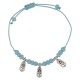 Bracelet avec Fleurs Argentées et Perles en Verre Bleu Clair