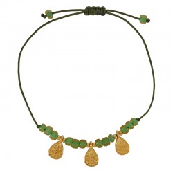 Pulsera con Colgante de Metal Zamak y Bolas de Cristal