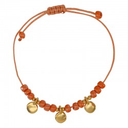 Bracelet with Gold Charms & Glass Orange Beads
