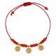 Bracelet avec Soleil Doré et Perles en Verre Rouges