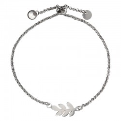 Silver Bracelet with Distinctive Leaf and Adjustable Clasp