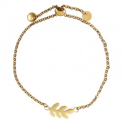 Gold Bracelet with Distinctive Leaf and Adjustable Clasp