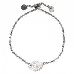 Silver Bracelet with Leaf, Heart and Adjustable Clasp