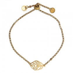 Gold Bracelet with Leaf, Heart and Adjustable Clasp