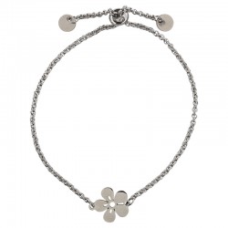 Silver Bracelet with Distinctive Flower and Adjustable Clasp