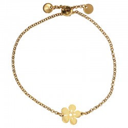 Gold Bracelet with Distinctive Flower and Adjustable Clasp
