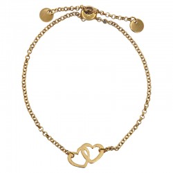 Gold Bracelet with United Hearts and an Adjustable Clasp