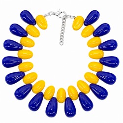 Necklace with Acrylic Blue & Yellow Drops