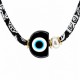 Necklace with Floral Ribbon & Black Resin Evil Eye