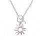 Silver Necklace with T-Bar Clasp & Sun Pendant