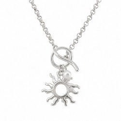Collier en Argent avec Fermoir en T et Pendentif Soleil