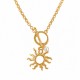 Collar de Oro con Cierre en T y Colgante de Sol