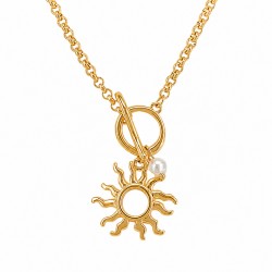Collier en Or avec Fermoir en T et Pendentif Soleil