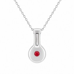 Minimal Necklace with Geometric Pendant & Red Enamel