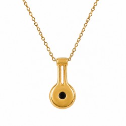 Minimal Necklace with Geometric Pendant & Black Enamel