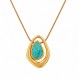 Collar de Oro con Colgante Asimétrico y Esmalte Turquesa