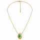 Gold Necklace with Asymmetric Drop & Turquoise Enamel
