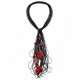 Collar con Múltiples Cordones Negros y Conchas y Cuentas Rojas