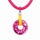 Collana Classica a Ciambella con Disco Fucsia e Cordino Climb