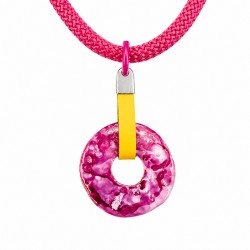 Collar Clásico Tipo Donut con Disco Fucsia y Cordón Trepador