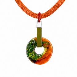 Classic Donut Necklace with Orange Ceramic Disk & Climb Cord