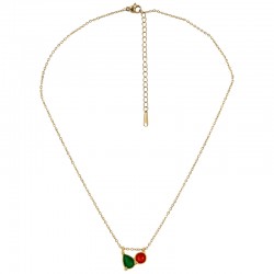 Collar con colgante metálico geométrico con esmalte rojo