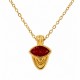 Collana con Ciondolo Geometrico, Smalto Rosso e Curve