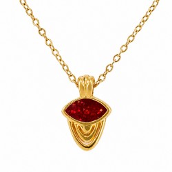 Collar con colgante geométrico, esmalte rojo y curvas